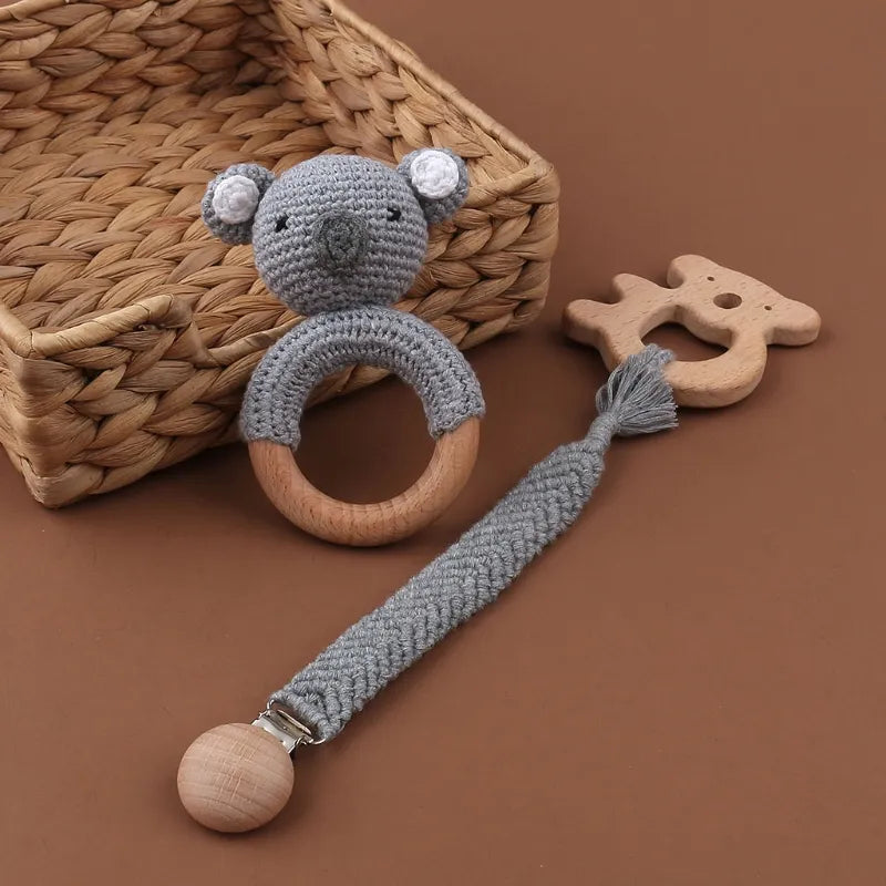 Crochet Bunny Baby Teether Rattle Set