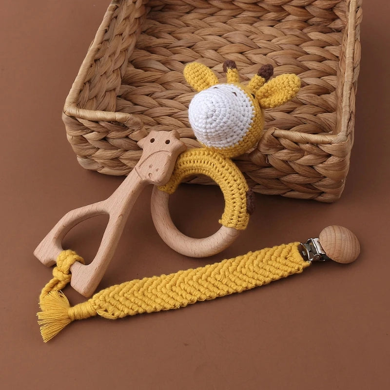 Crochet Bunny Baby Teether Rattle Set