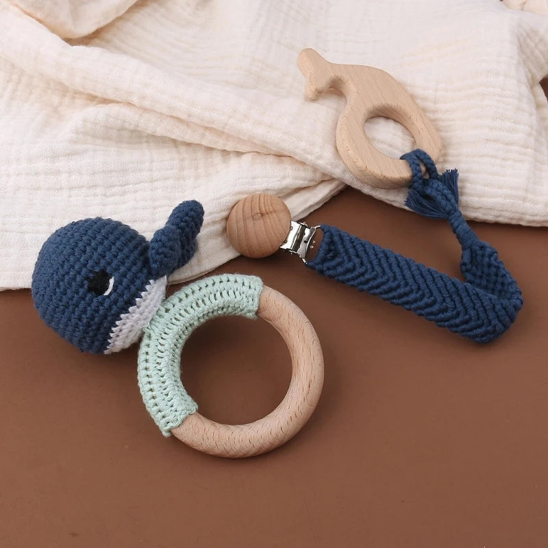 Crochet Bunny Baby Teether Rattle Set